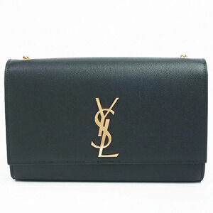 Yves Saint Laurent Cassandra Monogram Chain Shoulder Bag Black